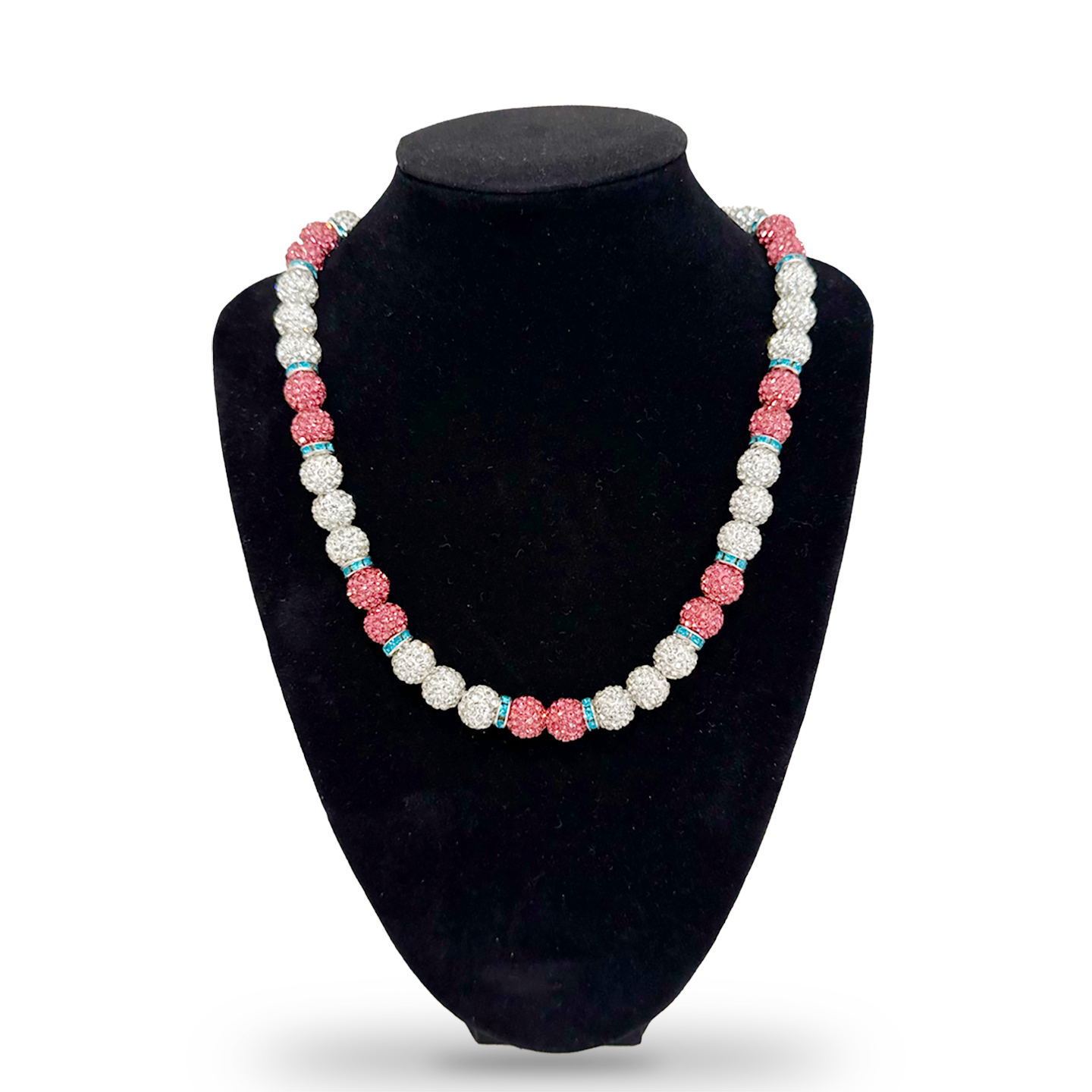 Baseball Necklace Double Pink White