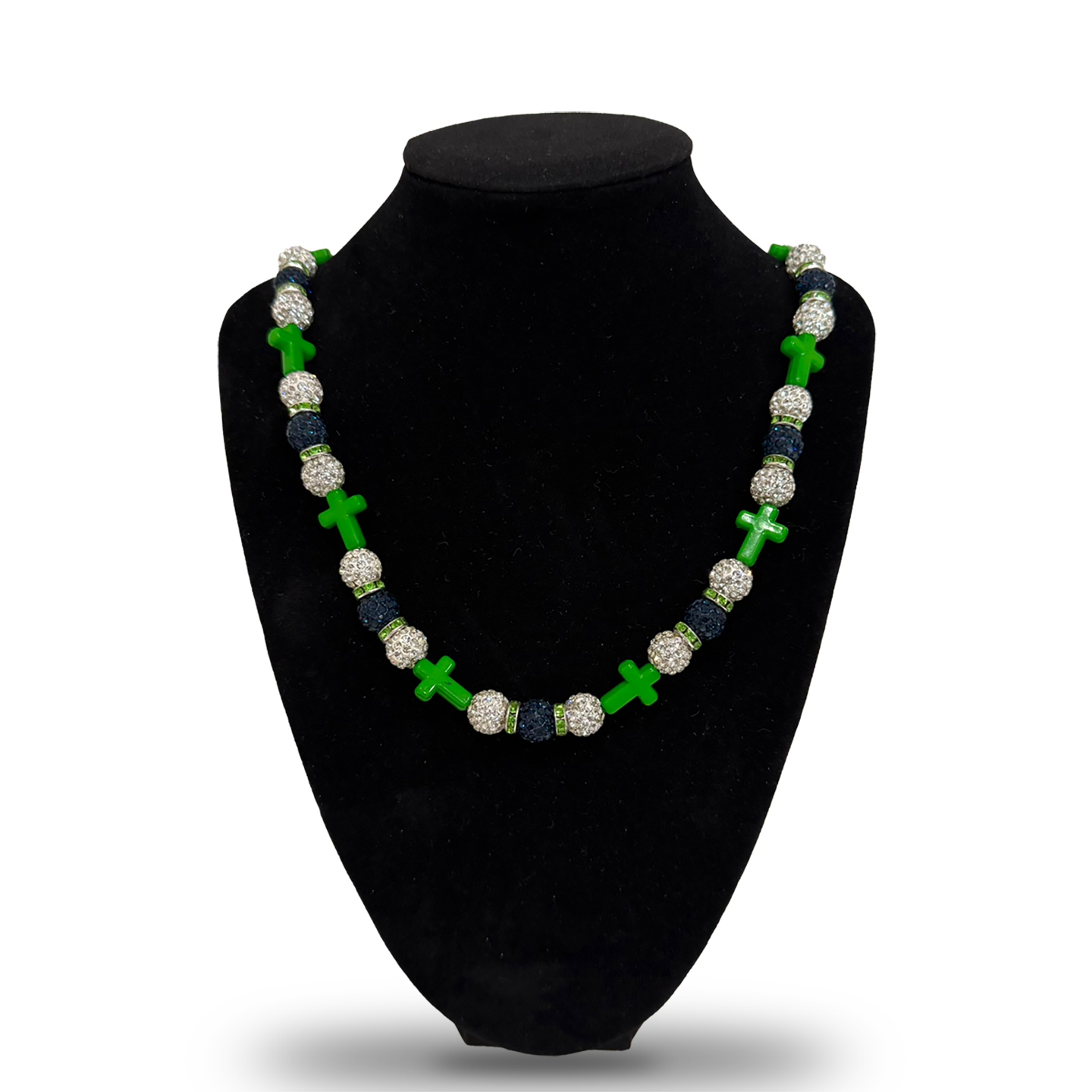 Baseball Necklace Triple Notre Dame Green Cross